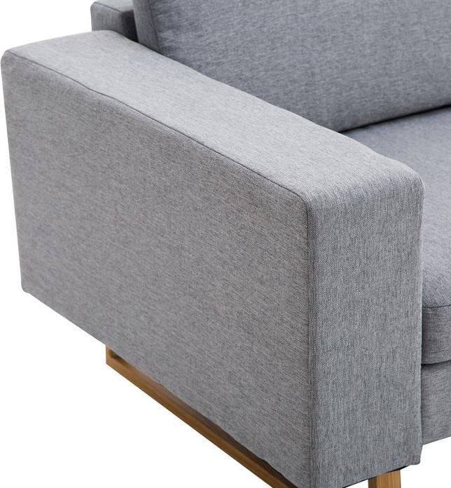 Actual product image Swisshandel24 2-seater sofa corner sofa upholstered sofa fabric sofa seating wood light grey (2 person sofa)