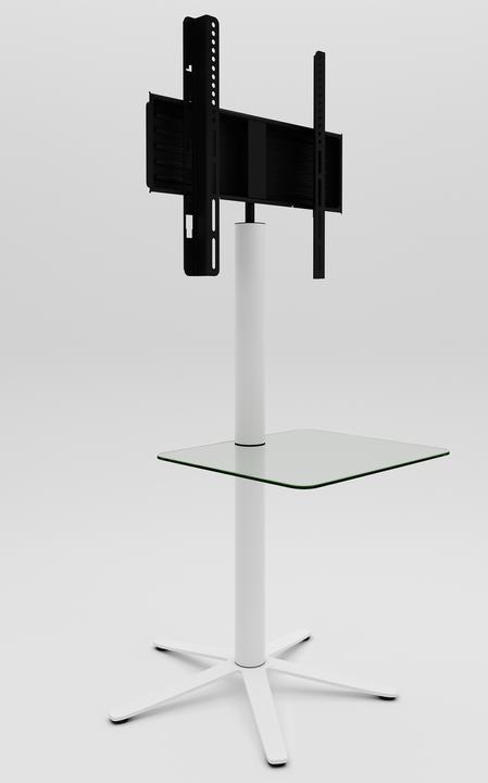 Image du produit VCM Pied TV Alu Xila avec étagère intermédiaire en verre (61 x 61 x 100 cm)