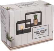 Image du produit Ootb Étagère murale en bois noir, lot de 2 (17 x 13 x 9 cm)