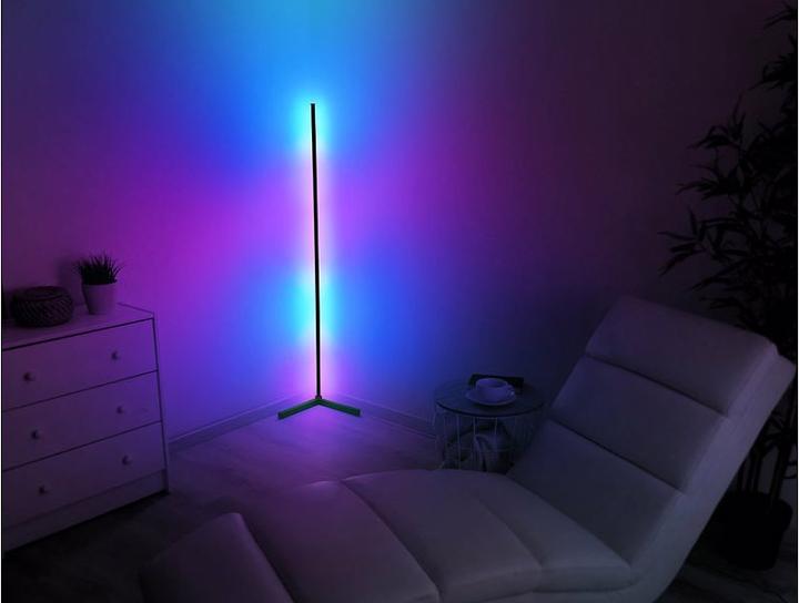 Image du produit Luminea WLAN-LED-Steh-/Eck-Leuchte mit App, 12 Watt, schwarz (750 lm)