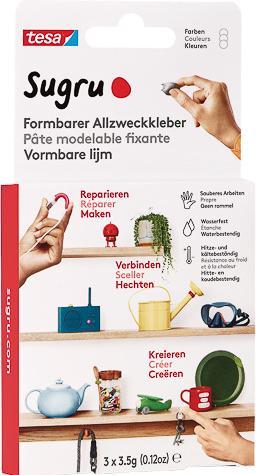 Produktbild Sugru by tesa Sugru 3x Formbarer Allzweckkleber, vielseitige Klebeknete zum Dekorieren, Kleben & Reparieren (10.50 g, 323 ml)