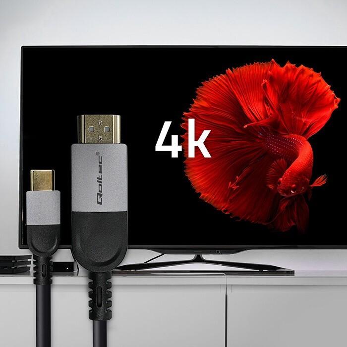 Actual product image Qoltec USB-C zu HDMI 4K Kabel 60Hz 32AWG 2m (2 m, HDMI)