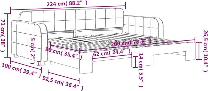 Actual product image VidaXL Tagesbett Ausziehbar Samt (2 person sofa)