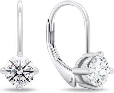 Brilio Silver - Minimalist silver earrings with zircons EA754W