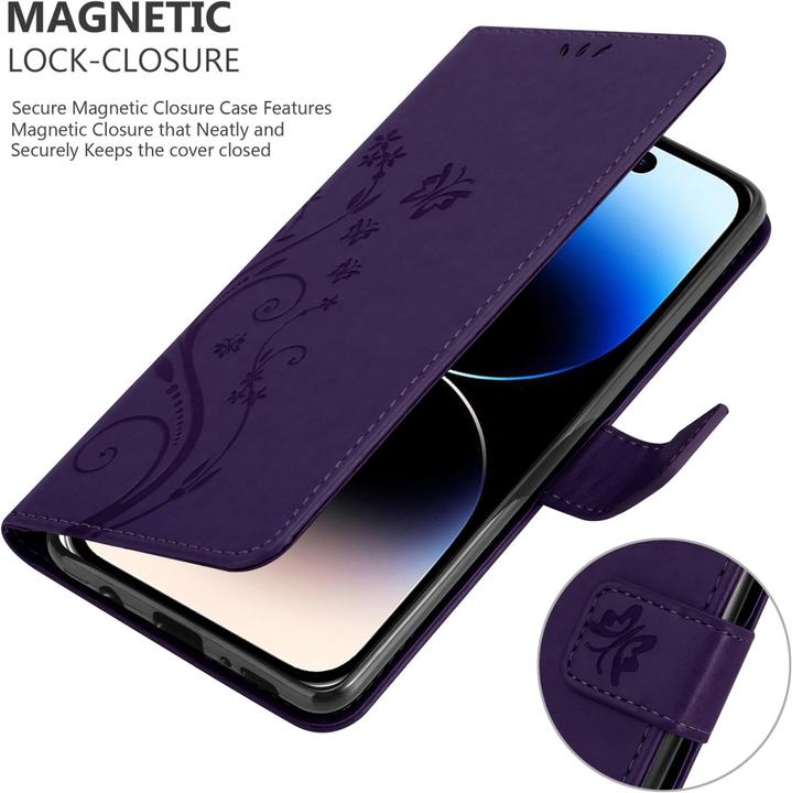 Actual product image Cadorabo Cover for Apple iPhone 14 PRO MAX in Flower Book Style (Apple iPhone 14 Pro Max)