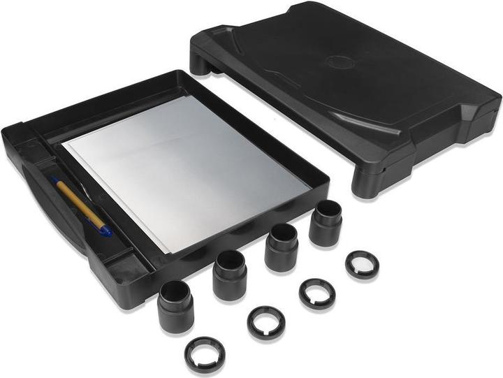 Immagine prodotto Supporto per monitor extra largo con cassetto, fino a 10 kg, altezza regolabile, nero