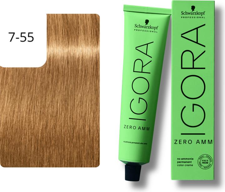 Produktbild Schwarzkopf Igora Zero AMM - 7-55 Mittelblond Gold Extra (7-55 Mittelblond Gold Extra)
