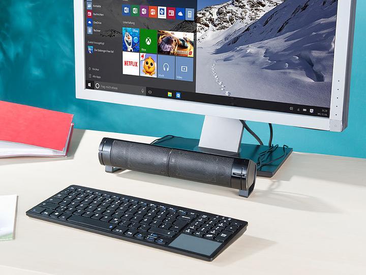 Actual product image Auvisio 2in1 PC stereo speaker and soundbar