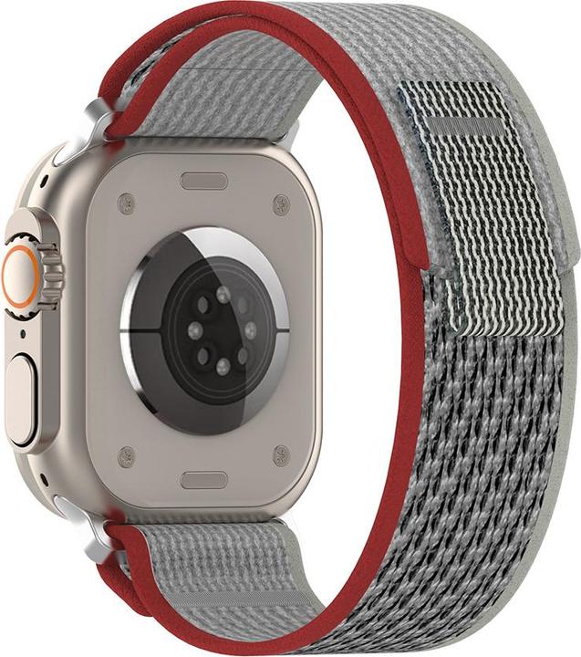 Produktbild Techsuit - Watchband (W039) - Apple Watch 1/2/3/4/5/6/7/8/9/10/SE/SE 2 (38/40/41/42mm) - Red / Gray (Nylon, Metall, Silicon)