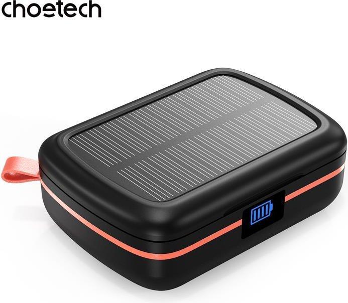 Actual product image Choetech TWS Bluetooth Headphones SOLAR incl. 2500mAh Powerbank -Black (8 h, Wireless)