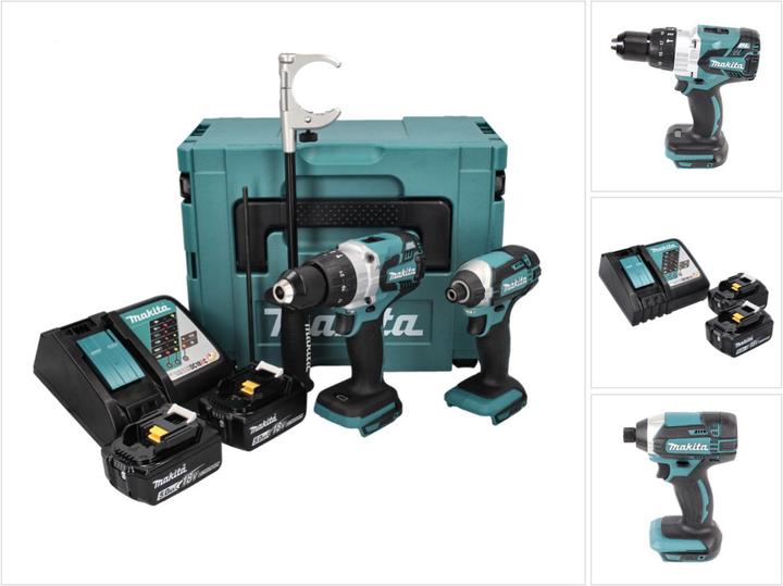 Immagine prodotto Makita DLX 2176 TJ Battery Combo Kit 18 V con DHP 481 115 Nm Brushless + DTD 152 165 Nm + 2x Batteria 5.0 A (Batteria ricaricabile)