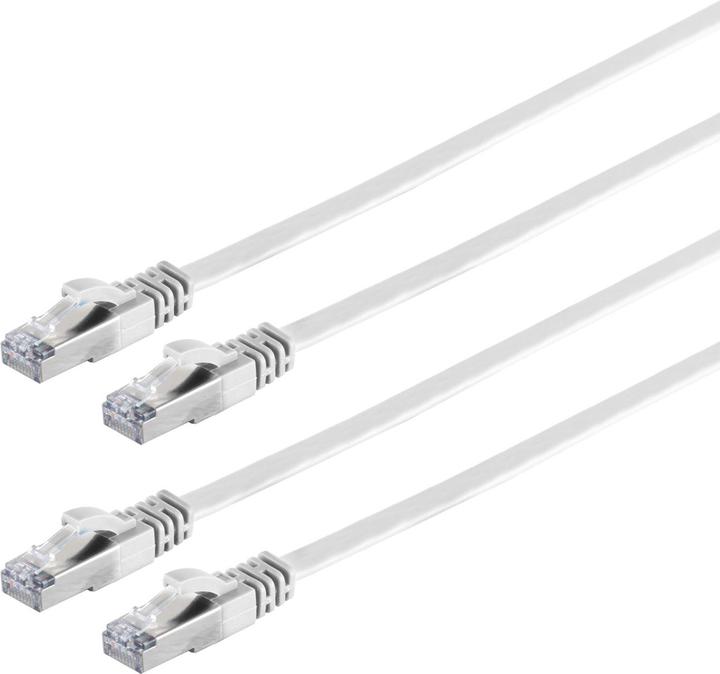 Image du produit S-Impuls Lot de 2 câbles réseau Cat 7, câble plat, 2x RJ45 mâles, blanc, 15 m (U/FTP, CAT6a, 15 m)