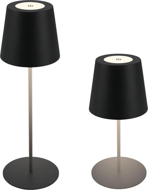 B.K.Licht Lampe de table LED rechargeable, IP44, 2,5W, noir