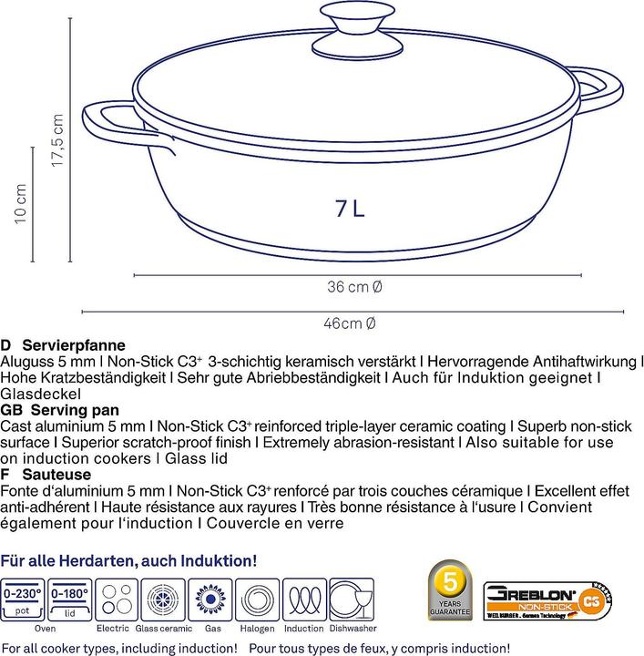 Image du produit Kela Kerros (36 cm, Poêle à frire, Fonte d'aluminium)