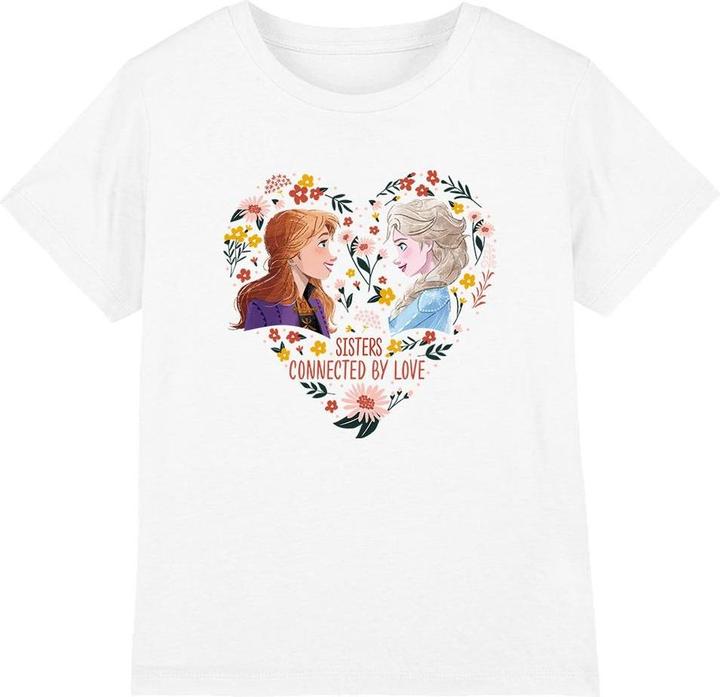 Actual product image Disney Frozen Childrens/Kids Sisters Connected By Love Elsa Anna Valentine's Day T-Shirt (116)