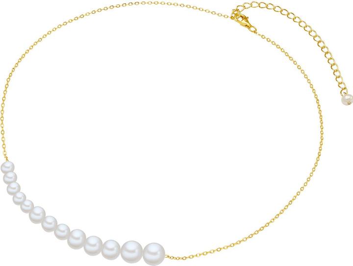 Immagine prodotto Valero Pearls Donna Argento 925 Perle d'acqua dolce coltivate Oro giallo 40,0 cm Catena base + 7,0 cm Estensione (Argento, 40 - 47 cm)