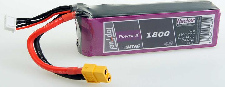 Produktbild Hacker topfuel lipo 35c power-x 1800mah 4s 14,8v mtag (14.80 V, 1800 mAh)