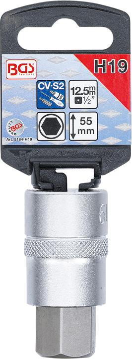 Produktbild BGS Bit-Einsatz | Antrieb Innenvierkant 12,5 mm (1/2") | Innensechskant 19 mm (12,5 mm)