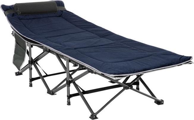 Swisshandel24 Campingbett klappbar Feldbett mit Kopfkissen, 188x64.5x53cm, dunkelgrau-grau