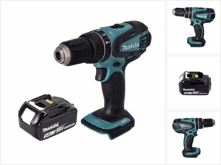 Produktbild Makita DHP 456 T1 Akku Schlagbohrschrauber 18 V 50 Nm + 1x Akku 5,0 Ah - ohne Ladegerät (Akkubetrieb)