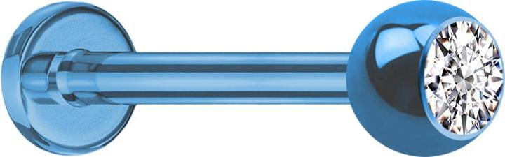 Produktbild Star Piercing Micro Labret hellblau mit Kugel und Kristall silber (ohne Messing, Titan G23)