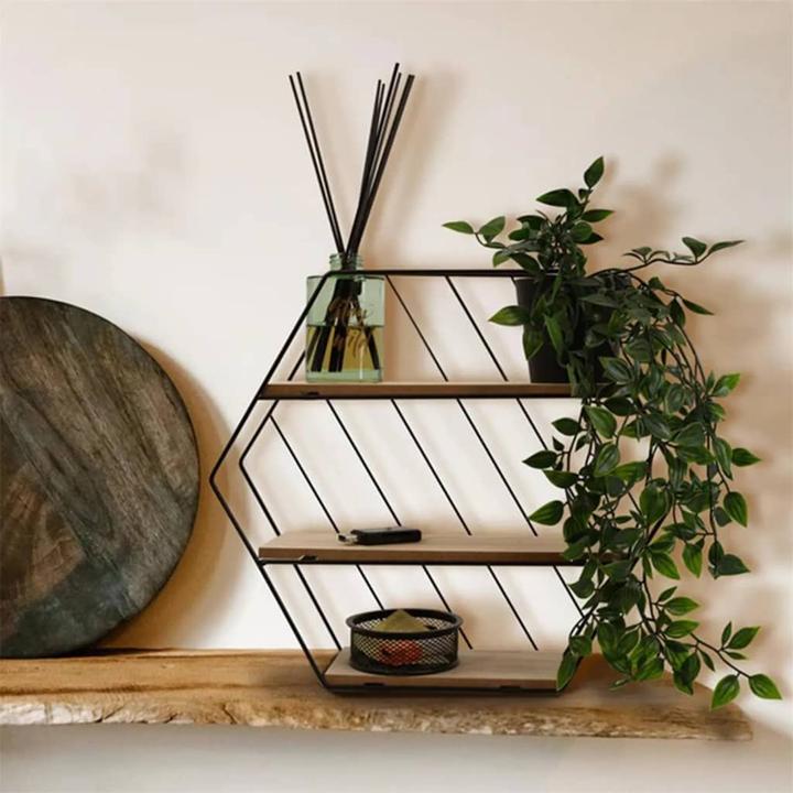 Immagine prodotto Casativo Scaffale sospeso in metallo e legno, nero, marrone (31 x 9 x 35 cm)