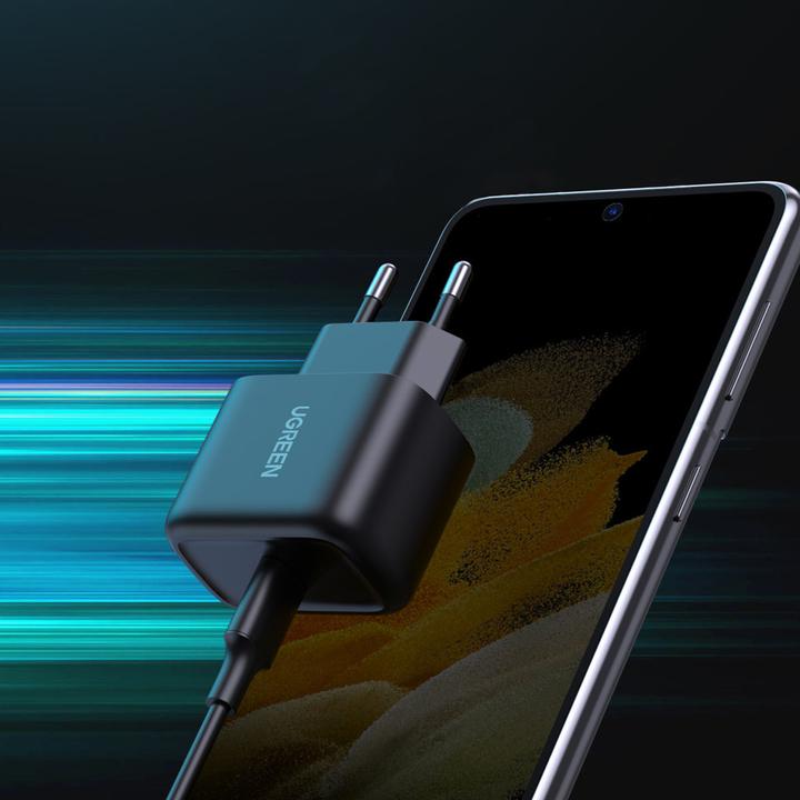 Immagine prodotto Ugreen Caricatore da parete CD250, 25W, USB-C (nero) + cavo da USB-C a USB-C, 2m (nero) (25 W)
