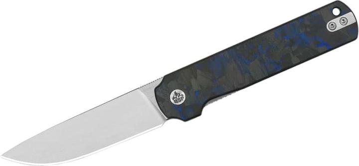 Actual product image QSP Knife Lark Shredded CF Overlay G-10 Blue (8 cm)