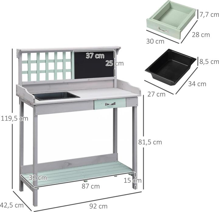 Actual product image Homcom Planting table with drawer and tray