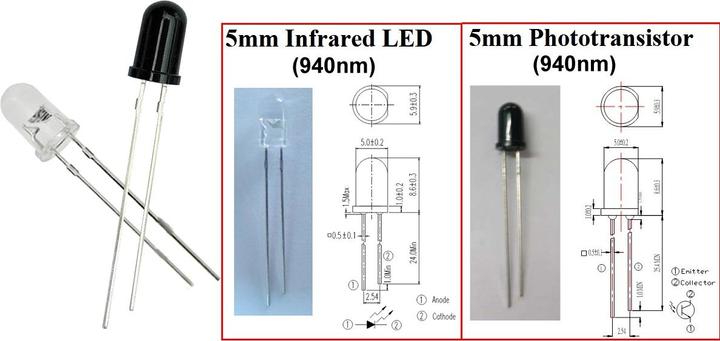 Actual product image Play-Zone IR LED and IR receiver (photodiode) Set