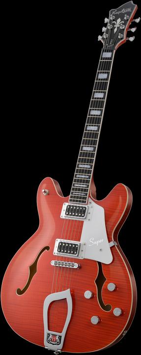 Actual product image Hagstrom Electric Guitar, Super Viking, Mandarin Flame (Semi acoustic guitar)