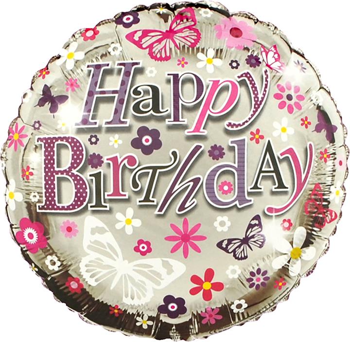 Actual product image Simon Elvin Foil balloon with happy birthday and butterfly design 46 cm