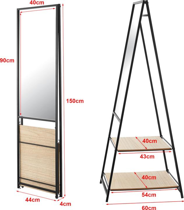 Actual product image En.Casa Chamois standing mirror with 2 shelves (44 x 150 cm)