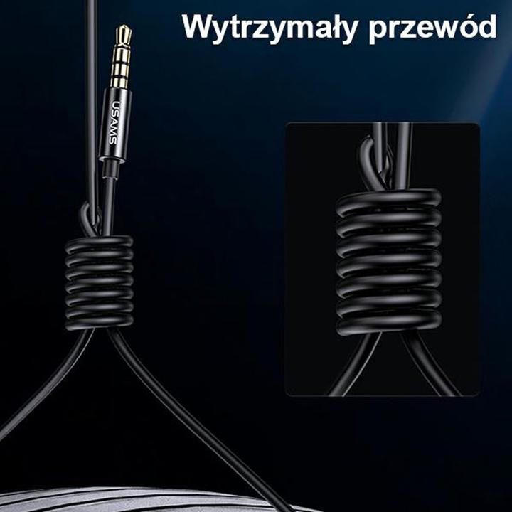 Actual product image Usams Słuchawki stereo EP-44 jack 3.5mm czarny/black HSEP4401 (US-SJ548) (ANC, Cable)