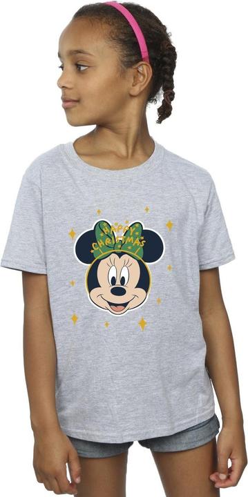 Actual product image Disney Girls Minnie Mouse Happy Christmas Cotton T-Shirt (128)
