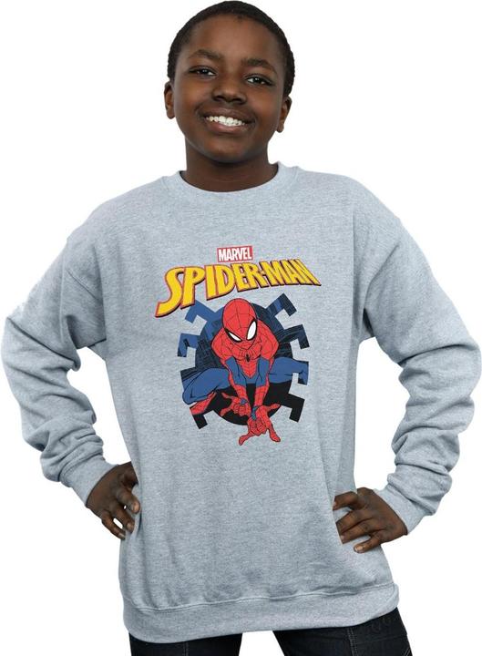 Actual product image Boys Spider-Man Web Shooting Emblem Logo Sweatshirt (140, 146)
