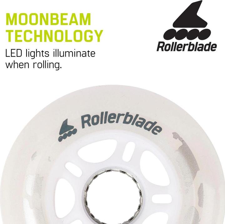 Actual product image Rollerblade Inline skates wheels complete set Moonbeams LED 80/82A (80 mm, 82a)