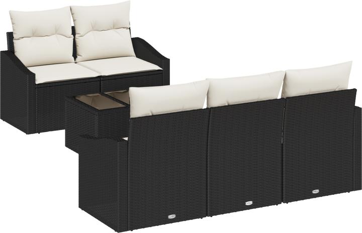 Actual product image VidaXL 6-piece garden sofa set with cushions black poly rattan