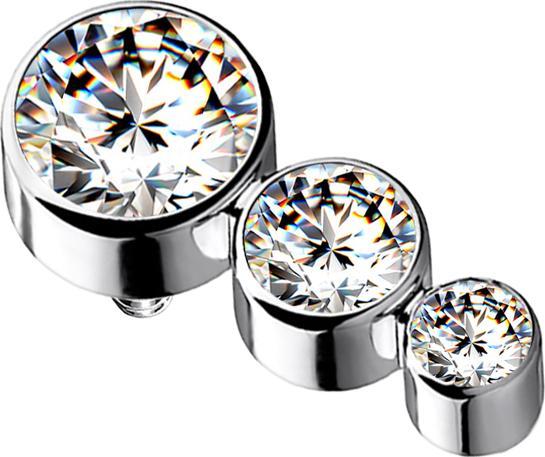 Immagine prodotto Star Piercing Ancora dermica d'argento con tre cristalli d'argento (Titanio G23, senza ottone)