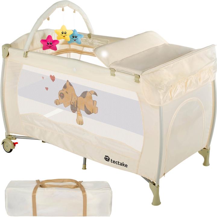 Actual product image tectake Travel cot dog with changing mat and carrying bag
