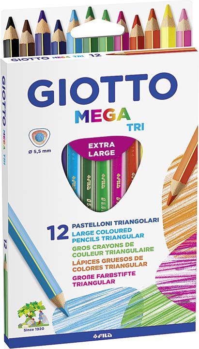 Actual product image Giotto Wooden crayon 'Mega Tri (Assorted colours, 12 x)