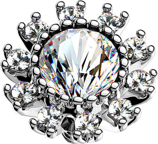 Produktbild Star Piercing Dermal Anchor silber doppel Kristall gepflastert silber (Chirurgenstahl 316L, Messing)