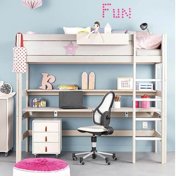 Image du produit Lifetime Kidsrooms Lit mezzanine avec sommier Deluxe et échelle droite (90 x 200 cm)