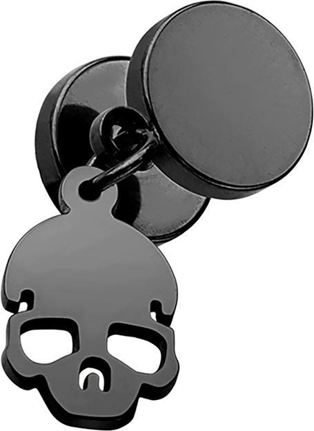 Produktbild Star Piercing Fake Plug schwarz mit Anhänger Totenkopf (ohne Messing, Chirurgenstahl 316L)