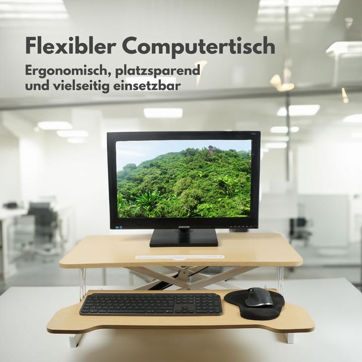 Produktbild Hermex Bürotisch Aufsatz Notebook Schreibtisch Pneumatik Hubtisch Office Desk Arbeitstisch (80 x 64 x 51.5 cm)