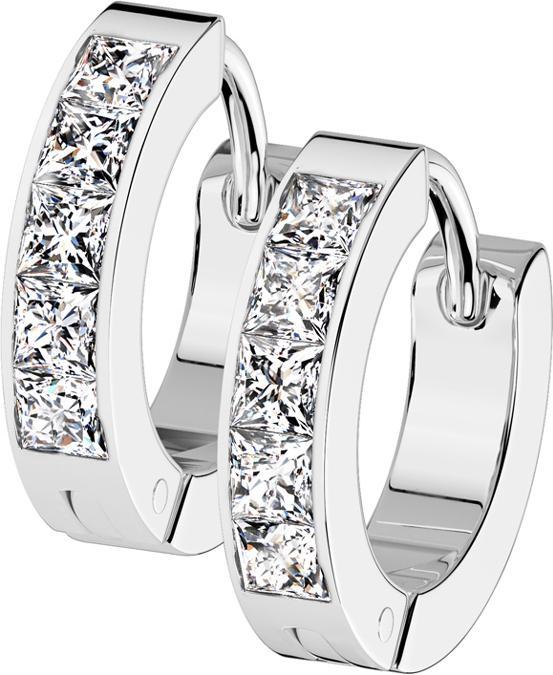 Image du produit Star Piercing Ohrring silber quadratische Kristalle silber (sans laiton, Acier chirurgical 316L)