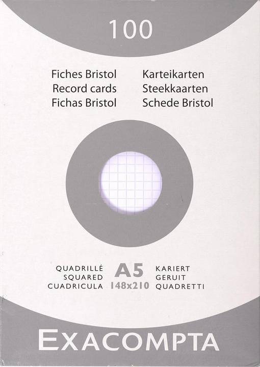 Exacompta Index cards A5 (A4, 205 g/m², 100 x)