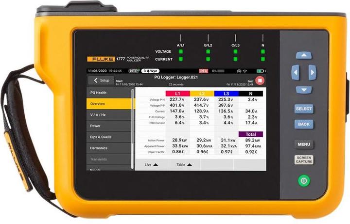 Actual product image Fluke 1777, Power Quality Analyser Mains analyser with logger function, incl. current clamps 1 set (CAT III 1000V, CAT IV 600V)