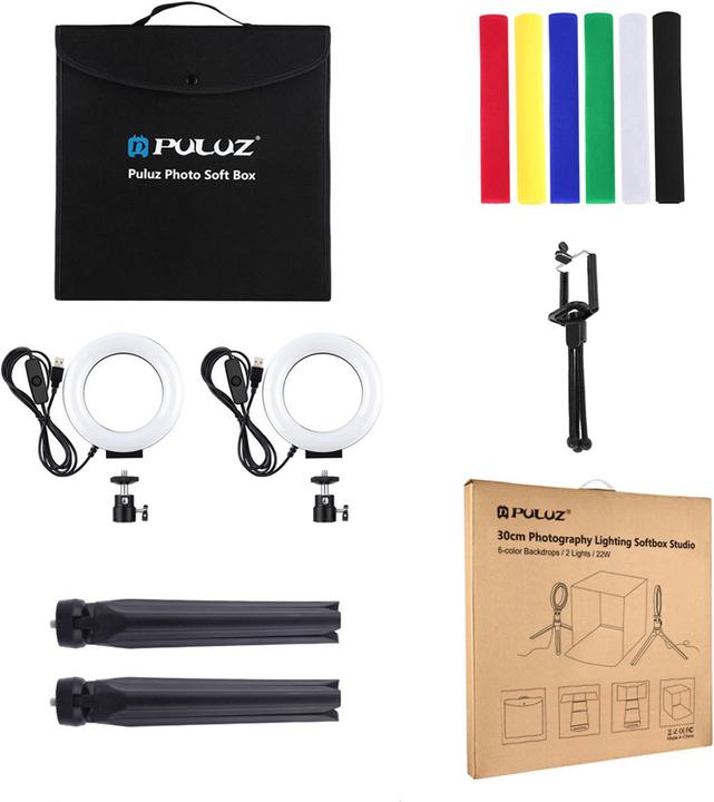 Produktbild Puluz Fotostudio Box 30m mit 2x Ringleuchte (Studioleuchte)