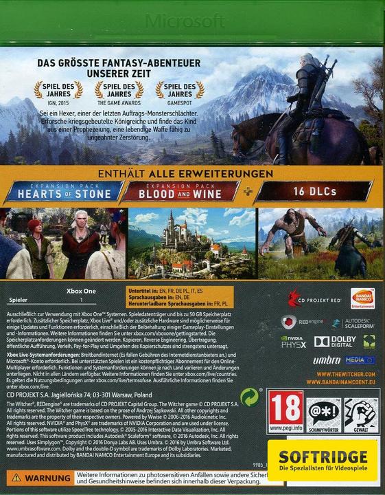 Produktbild Bandai Namco The Witcher 3: Wild Hunt (Xbox Series X, Xbox One X, Multilingual)